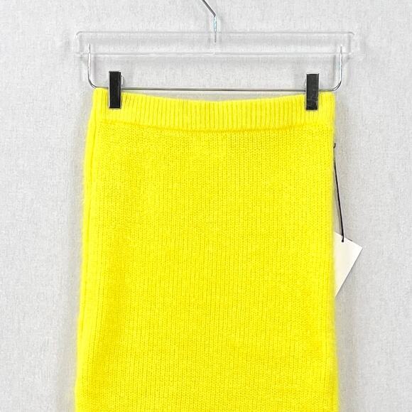 CALLAHAN Jada Midi Knit Pencil Skirt Womens Small Neon Yellow Sweater Fuzzy NEW - Picture 6 of 16